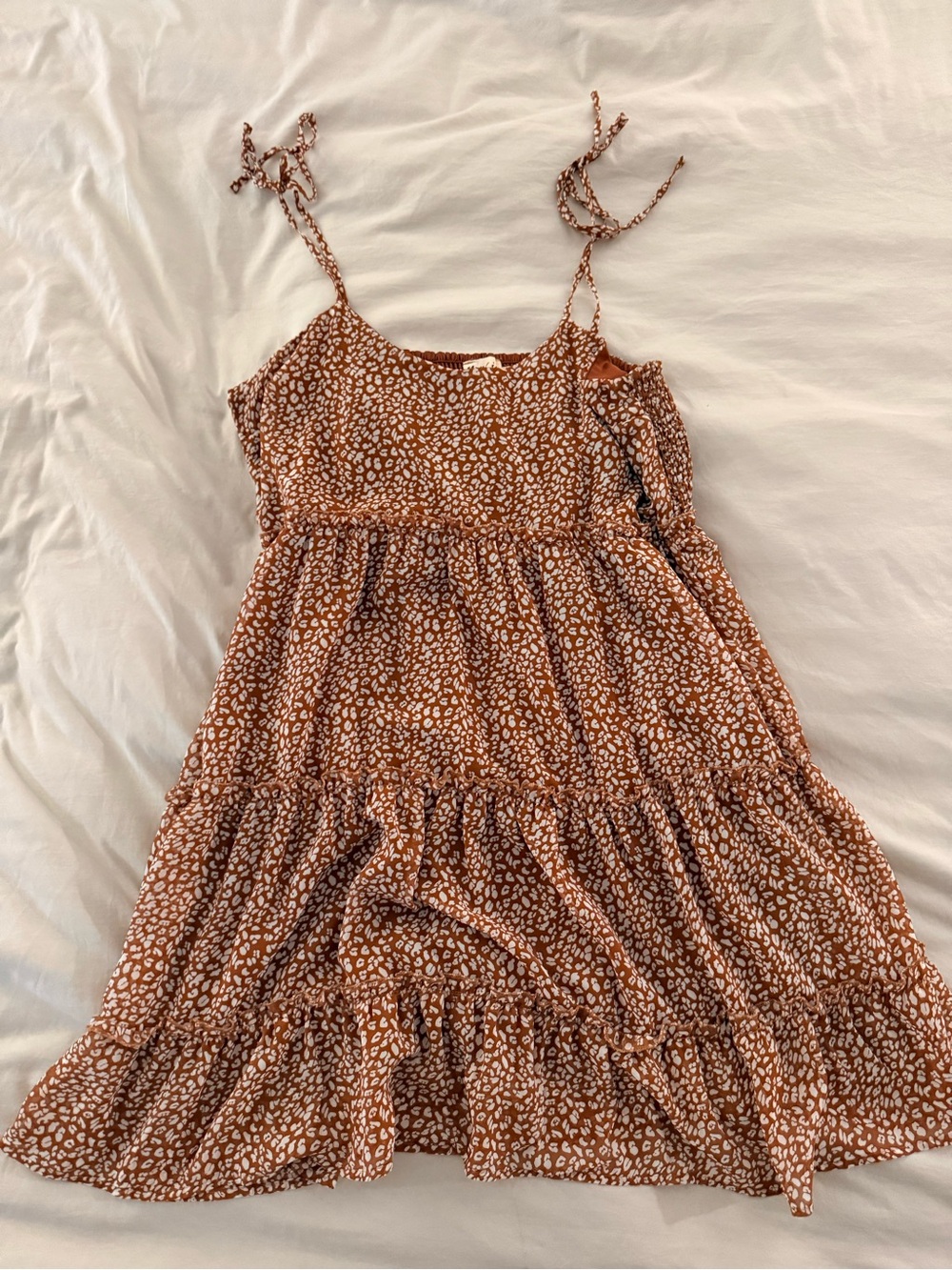 Brown Spotted Tie-Strap Sundress